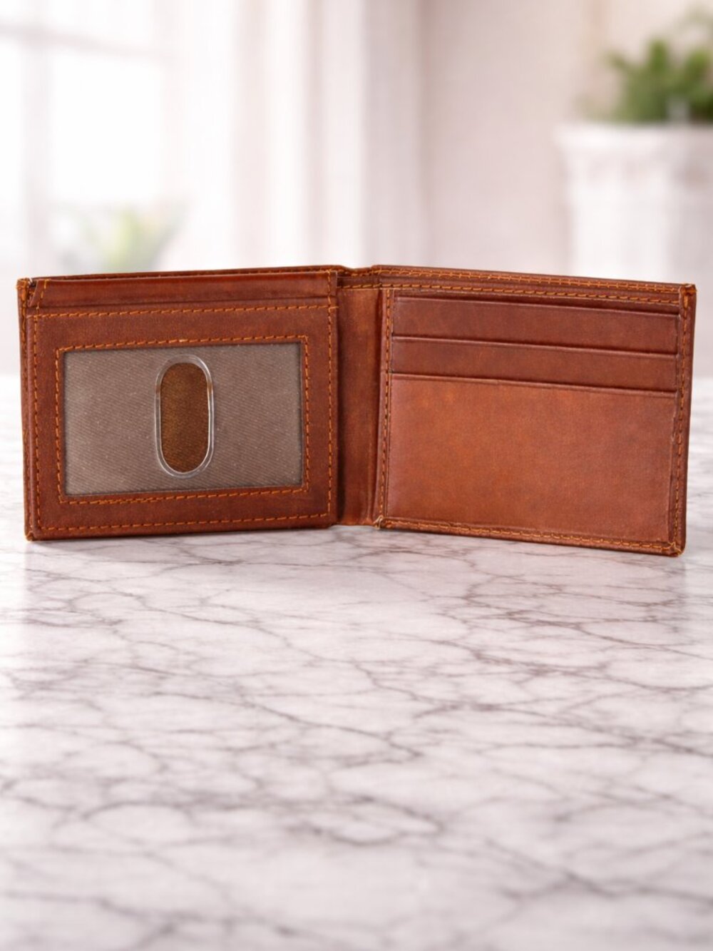 Genuine Cowhide Leather Minimalist Bifold Wallet for Men, Slim Men's Wallet